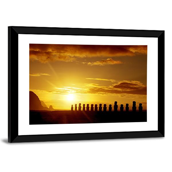 Sunrise At Easter Island Canvas Wall Art-3 Horizontal-Gallery Wrap-25" x 16"-Tiaracle