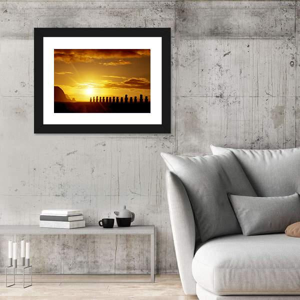Sunrise At Easter Island Canvas Wall Art-3 Horizontal-Gallery Wrap-25" x 16"-Tiaracle