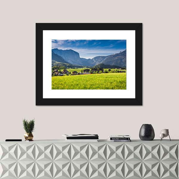 Sunrise At Gosau In Alps Austria Canvas Wall Art-1 Piece-Framed Print-20" x 16"-Tiaracle