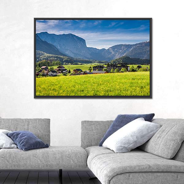 Sunrise At Gosau In Alps Austria Canvas Wall Art-3 Horizontal-Gallery Wrap-25" x 16"-Tiaracle