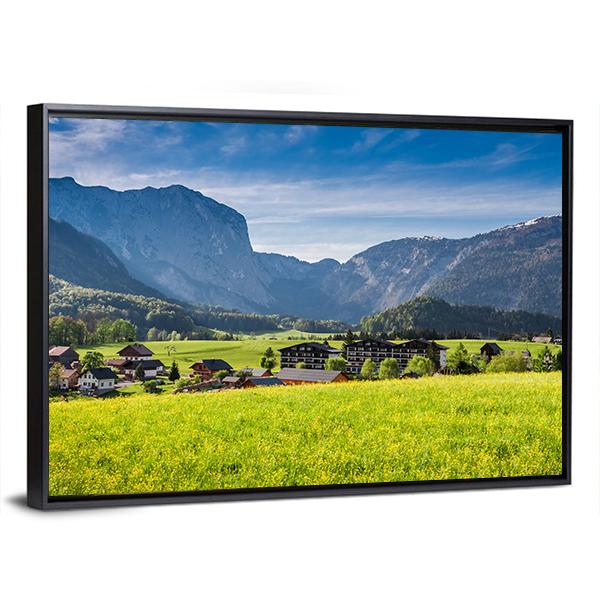 Sunrise At Gosau In Alps Austria Canvas Wall Art-3 Horizontal-Gallery Wrap-25" x 16"-Tiaracle