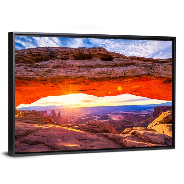 Sunrise At Iconic Mesa Arch Canvas Wall Art-5 Horizontal-Gallery Wrap-22" x 12"-Tiaracle