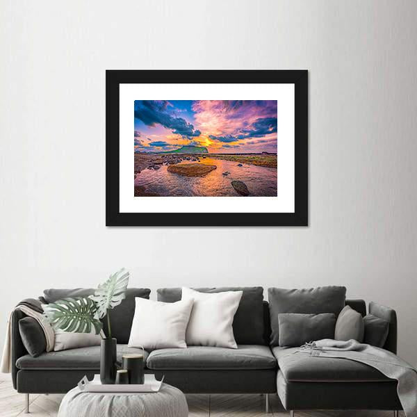 Sunrise At Jeju Island South Korea Canvas Wall Art-1 Piece-Framed Print-42" x 14"-Tiaracle