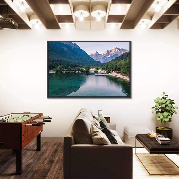 Sunrise At Lake Jasna With Mounatins Canvas Wall Art-3 Horizontal-Gallery Wrap-25" x 16"-Tiaracle
