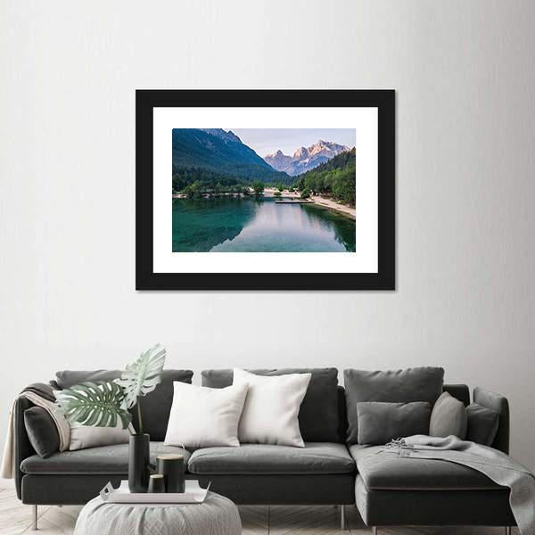 Sunrise At Lake Jasna With Mounatins Canvas Wall Art-3 Horizontal-Gallery Wrap-25" x 16"-Tiaracle