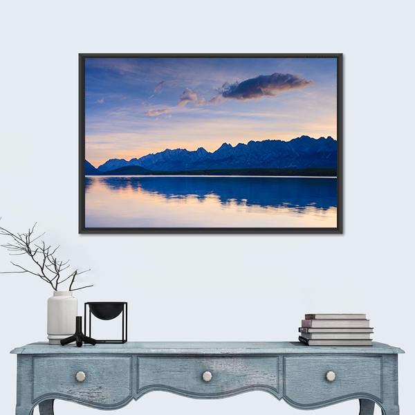 Sunrise At Lower Kananaskis Lake Canvas Wall Art-1 Piece-Floating Frame-24" x 16"-Tiaracle