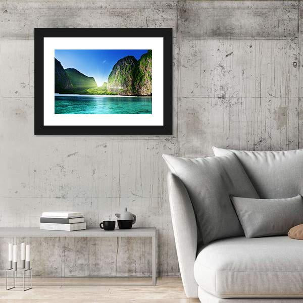Sunrise At Maya Bay Canvas Wall Art-5 Horizontal-Gallery Wrap-22" x 12"-Tiaracle