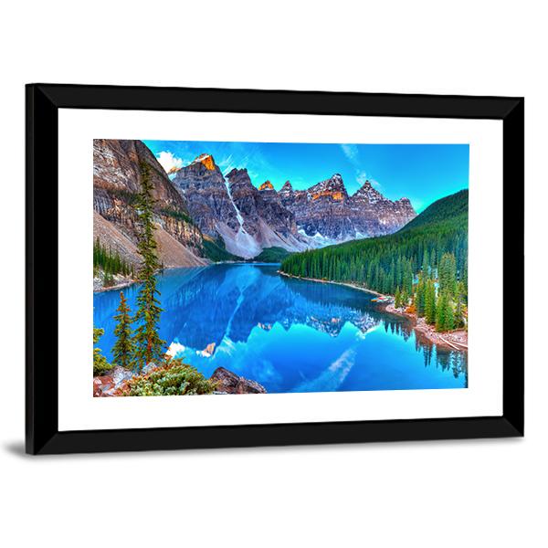 Sunrise At Moraine Lake Canvas Wall Art-5 Horizontal-Gallery Wrap-22" x 12"-Tiaracle
