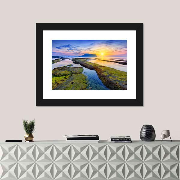 Sunrise At Seongsan Ilchulbong Canvas Wall Art-5 Horizontal-Gallery Wrap-22" x 12"-Tiaracle