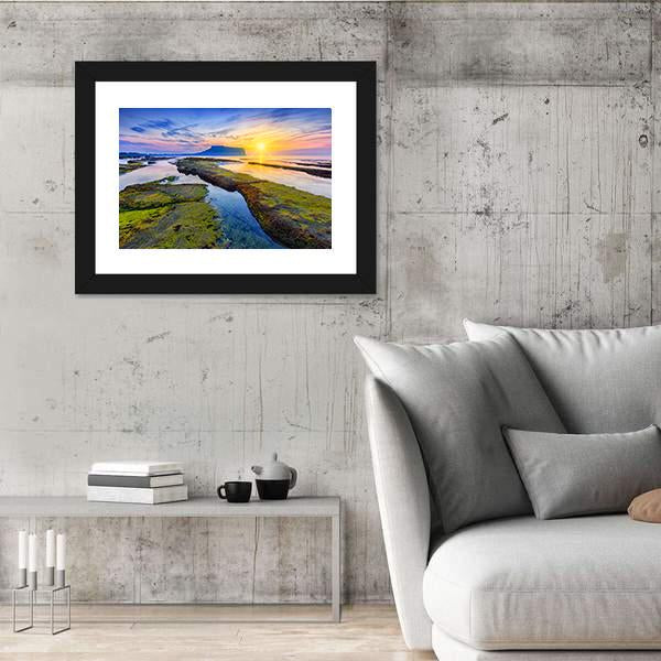 Sunrise At Seongsan Ilchulbong Canvas Wall Art-5 Horizontal-Gallery Wrap-22" x 12"-Tiaracle