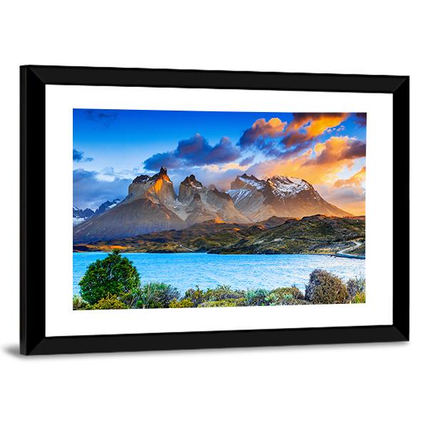 Sunrise At The Pehoe Lake Canvas Wall Art-5 Horizontal-Gallery Wrap-22" x 12"-Tiaracle