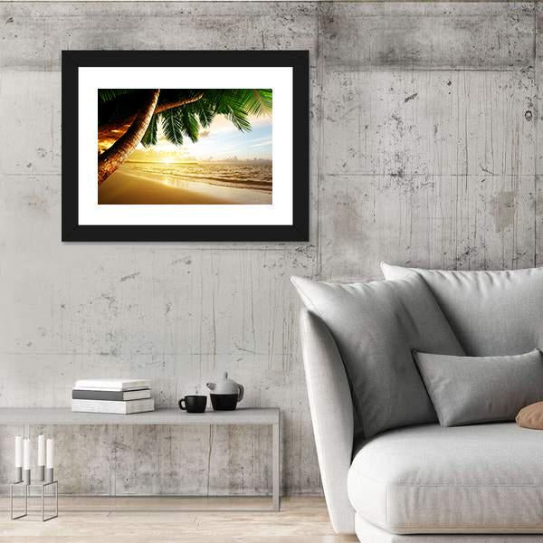 Sunrise On Caribbean Beach Canvas Wall Art-5 Horizontal-Gallery Wrap-22" x 12"-Tiaracle