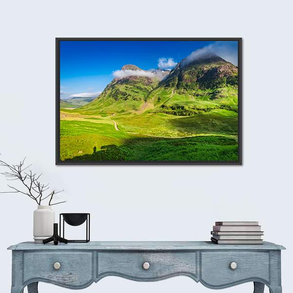 Sunrise On Glencoe Mountain Canvas Wall Art-1 Piece-Floating Frame-24" x 16"-Tiaracle