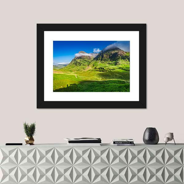 Sunrise On Glencoe Mountain Canvas Wall Art-1 Piece-Framed Print-20" x 16"-Tiaracle