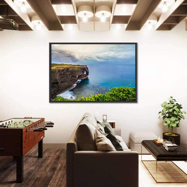 Sunrise On Manzamo Cape In Okinawa Canvas Wall Art-1 Piece-Floating Frame-24" x 16"-Tiaracle