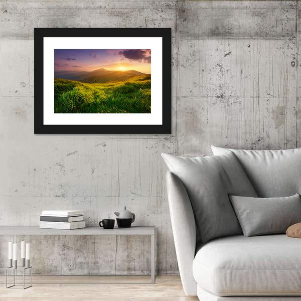 Sunrise On Mountain Valley Canvas Wall Art-5 Horizontal-Gallery Wrap-22" x 12"-Tiaracle
