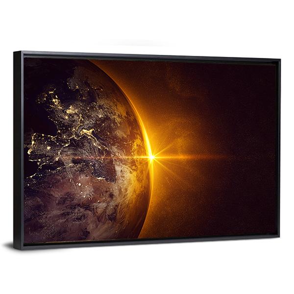 Sunrise On Planet Earth Canvas Wall Art-3 Horizontal-Gallery Wrap-25" x 16"-Tiaracle