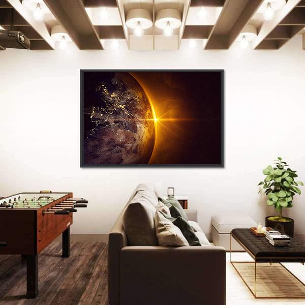 Sunrise On Planet Earth Canvas Wall Art-3 Horizontal-Gallery Wrap-25" x 16"-Tiaracle
