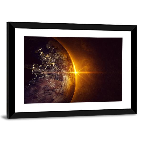 Sunrise On Planet Earth Canvas Wall Art-3 Horizontal-Gallery Wrap-25" x 16"-Tiaracle
