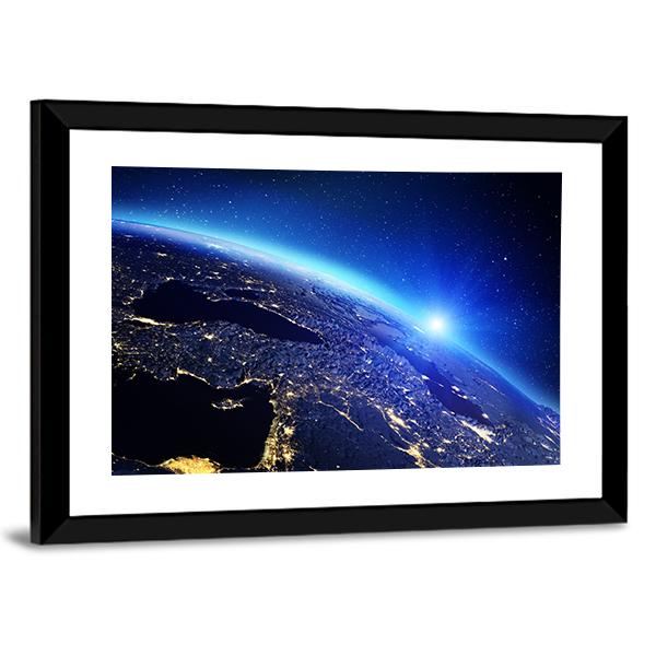 Sunrise On Planet Earth Canvas Wall Art-3 Horizontal-Gallery Wrap-25" x 16"-Tiaracle