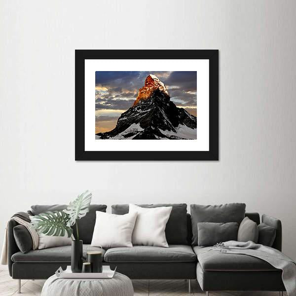 Sunrise On The Matterhorn Canvas Wall Art-1 Piece-Framed Print-20" x 16"-Tiaracle
