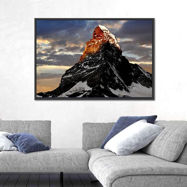 Sunrise On The Matterhorn Canvas Wall Art-5 Horizontal-Gallery Wrap-22" x 12"-Tiaracle