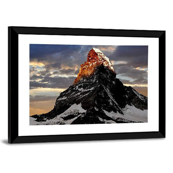 Sunrise On The Matterhorn Canvas Wall Art-5 Horizontal-Gallery Wrap-22" x 12"-Tiaracle