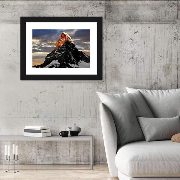 Sunrise On The Matterhorn Canvas Wall Art-5 Horizontal-Gallery Wrap-22" x 12"-Tiaracle