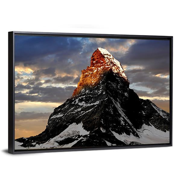 Sunrise On The Matterhorn Canvas Wall Art-5 Horizontal-Gallery Wrap-22" x 12"-Tiaracle