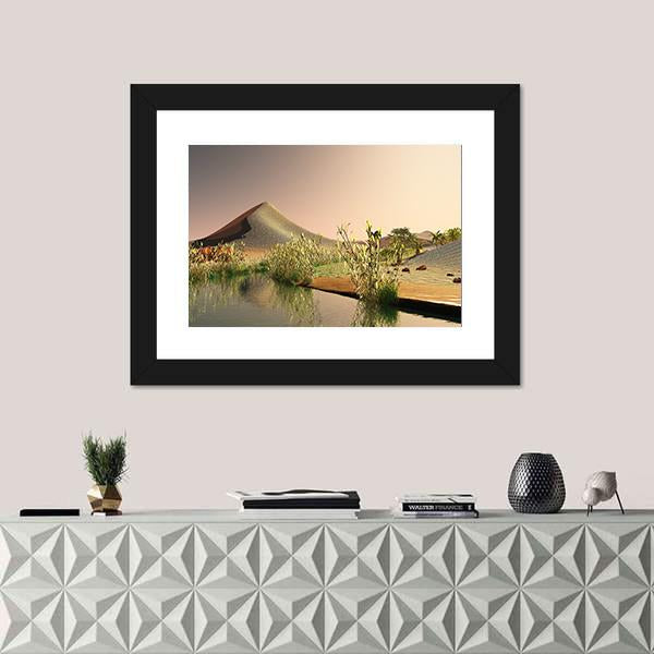 Sunrise On The Sahara Desert Canvas Wall Art-5 Horizontal-Gallery Wrap-22" x 12"-Tiaracle