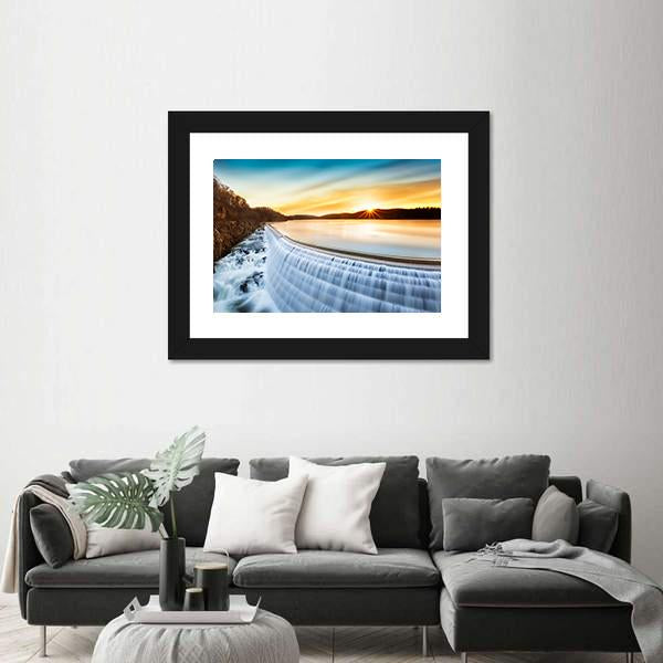 Sunrise Over Croton Dam Canvas Wall Art-1 Piece-Framed Print-20" x 16"-Tiaracle