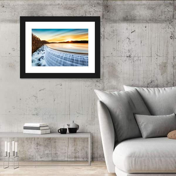 Sunrise Over Croton Dam Canvas Wall Art-5 Horizontal-Gallery Wrap-22" x 12"-Tiaracle