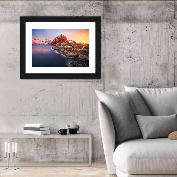 Sunrise Over Hamnoy In Lofoten Islands Norway Canvas Wall Art-5 Horizontal-Gallery Wrap-22" x 12"-Tiaracle
