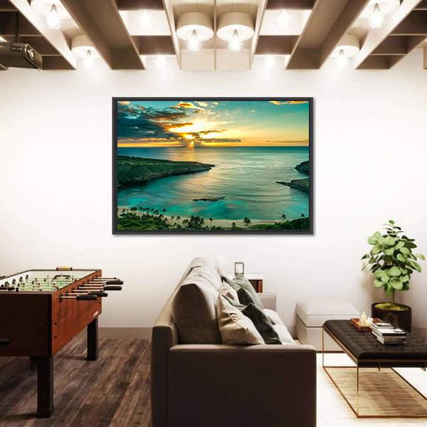 Sunrise Over Hanauma Bay On Oahu In Hawaii Canvas Wall Art-5 Horizontal-Gallery Wrap-22" x 12"-Tiaracle