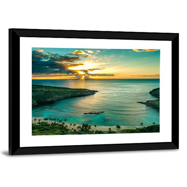 Sunrise Over Hanauma Bay On Oahu In Hawaii Canvas Wall Art-5 Horizontal-Gallery Wrap-22" x 12"-Tiaracle