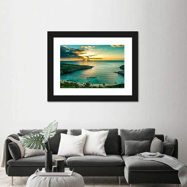 Sunrise Over Hanauma Bay On Oahu In Hawaii Canvas Wall Art-5 Horizontal-Gallery Wrap-22" x 12"-Tiaracle