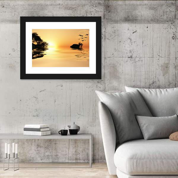 Sunrise Over Lake Canvas Wall Art-3 Horizontal-Gallery Wrap-25" x 16"-Tiaracle