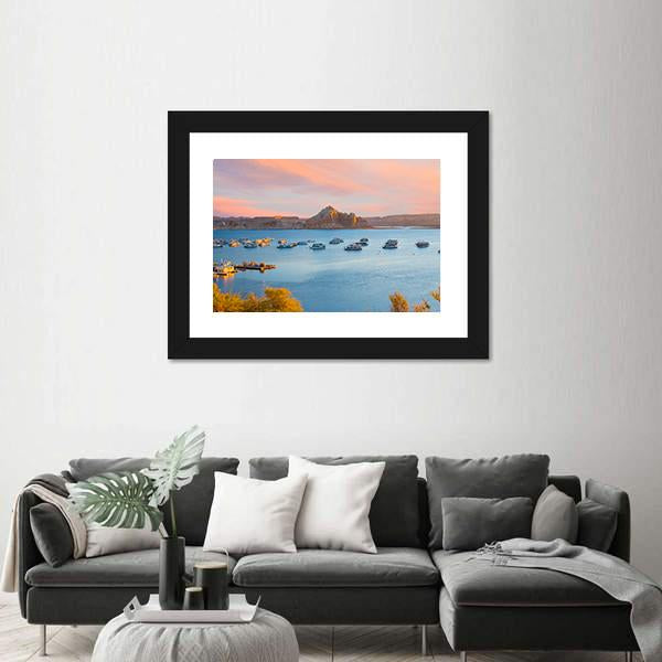 Sunrise Over Lake Powell In Arizona Canvas Wall Art-1 Piece-Framed Print-42" x 14"-Tiaracle