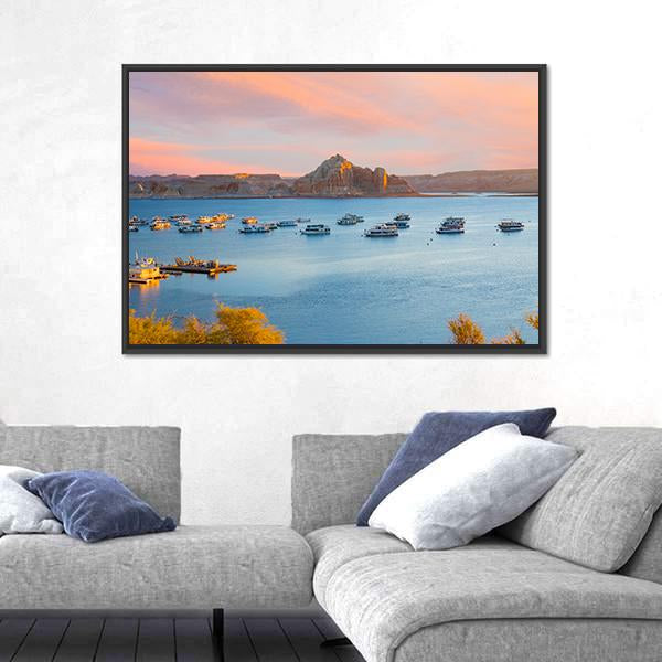 Sunrise Over Lake Powell In Arizona Canvas Wall Art-5 Horizontal-Gallery Wrap-22" x 12"-Tiaracle