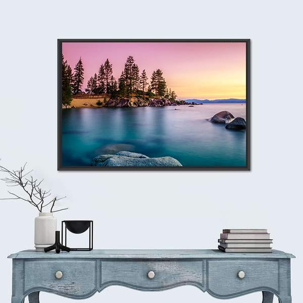 Sunrise Over Lake Tahoe Canvas Wall Art-5 Horizontal-Gallery Wrap-22" x 12"-Tiaracle