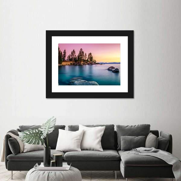 Sunrise Over Lake Tahoe Canvas Wall Art-5 Horizontal-Gallery Wrap-22" x 12"-Tiaracle