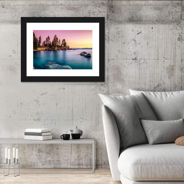 Sunrise Over Lake Tahoe Canvas Wall Art-5 Horizontal-Gallery Wrap-22" x 12"-Tiaracle