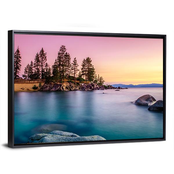 Sunrise Over Lake Tahoe Canvas Wall Art-5 Horizontal-Gallery Wrap-22" x 12"-Tiaracle