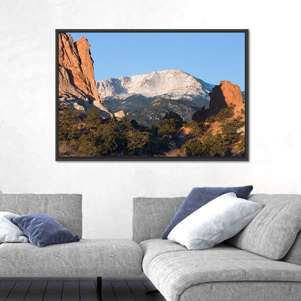 Sunrise Over Pikes Peak In Colorado Canvas Wall Art-5 Horizontal-Gallery Wrap-22" x 12"-Tiaracle