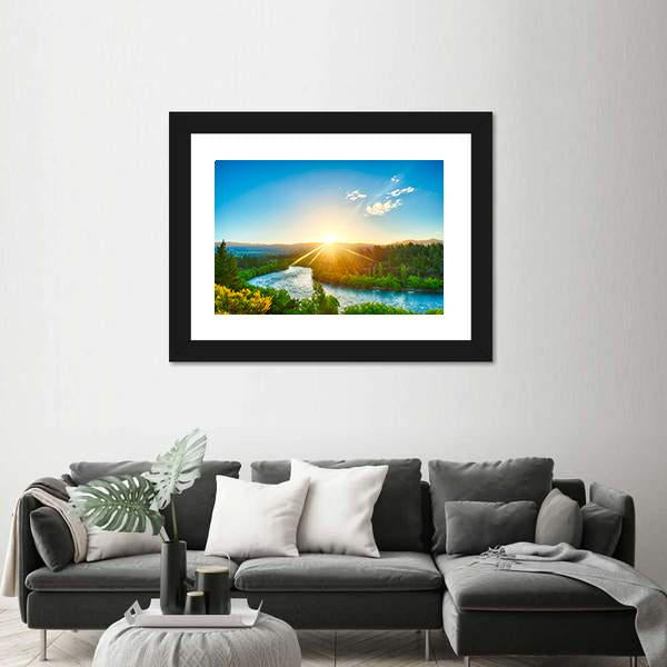 Sunrise Over River Clutha In New Zealand Canvas Wall Art-1 Piece-Framed Print-30" x 20"-Tiaracle