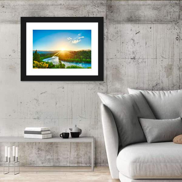 Sunrise Over River Clutha In New Zealand Canvas Wall Art-5 Horizontal-Gallery Wrap-22" x 12"-Tiaracle