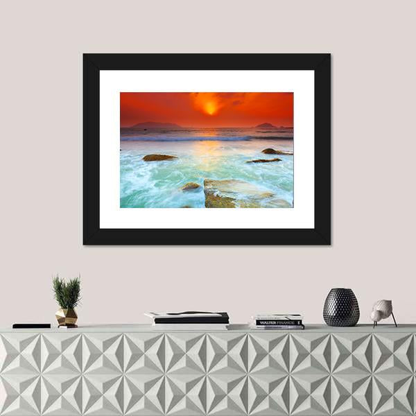 Sunrise Over The Sea Canvas Wall Art-5 Horizontal-Gallery Wrap-22" x 12"-Tiaracle