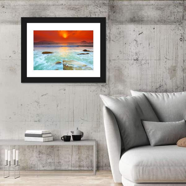 Sunrise Over The Sea Canvas Wall Art-5 Horizontal-Gallery Wrap-22" x 12"-Tiaracle