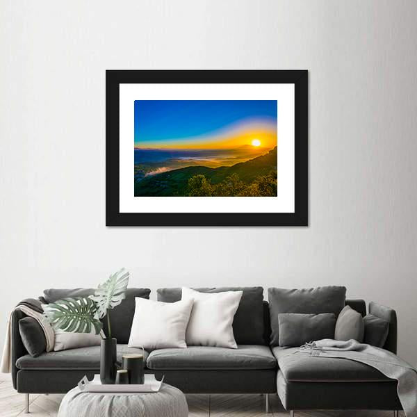 Sunrise Over Valley In Central Sicily Canvas Wall Art-3 Horizontal-Gallery Wrap-25" x 16"-Tiaracle