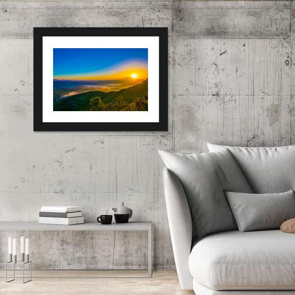 Sunrise Over Valley In Central Sicily Canvas Wall Art-3 Horizontal-Gallery Wrap-25" x 16"-Tiaracle